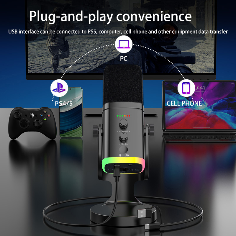 RGB Gaming Microphone USB Micr - Pc Gaming Live Streaming ulasan dan harga