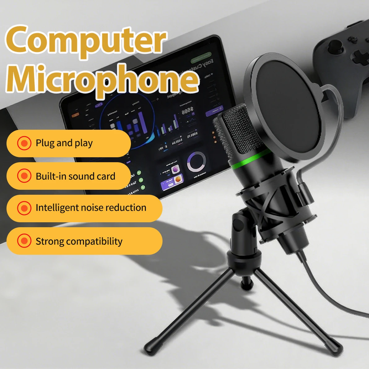 Condenser Microphone USB Wired - Pc Gaming Live Streaming ulasan dan harga