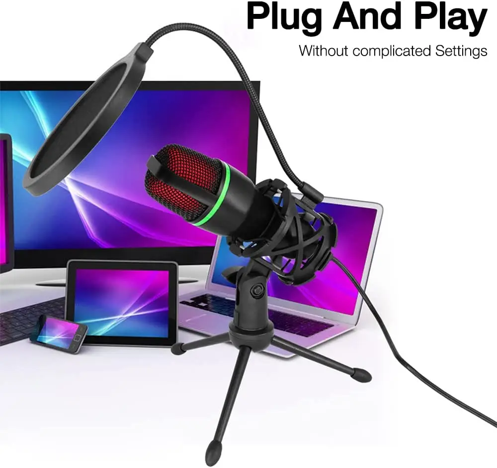Condenser Microphone USB Wired - Pc Gaming Live Streaming ulasan dan harga