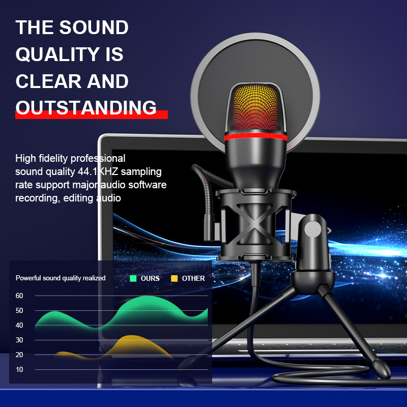 Professional Condenser Microph - Pc Gaming Live Streaming ulasan dan harga
