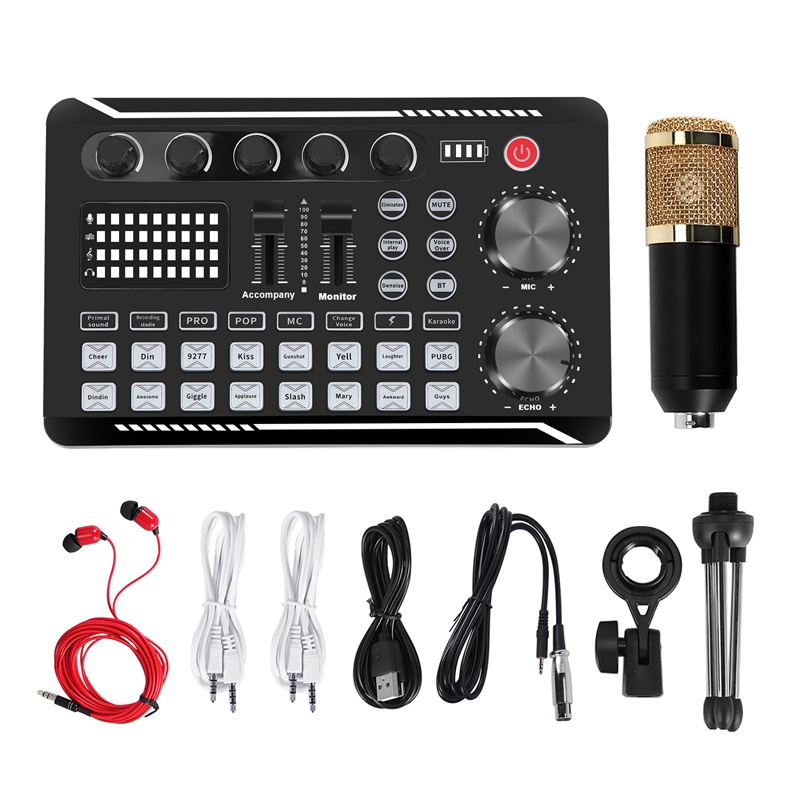 F998 Sound Card Kit,BM-800 Mic - Pc Gaming Live Streaming ulasan dan harga