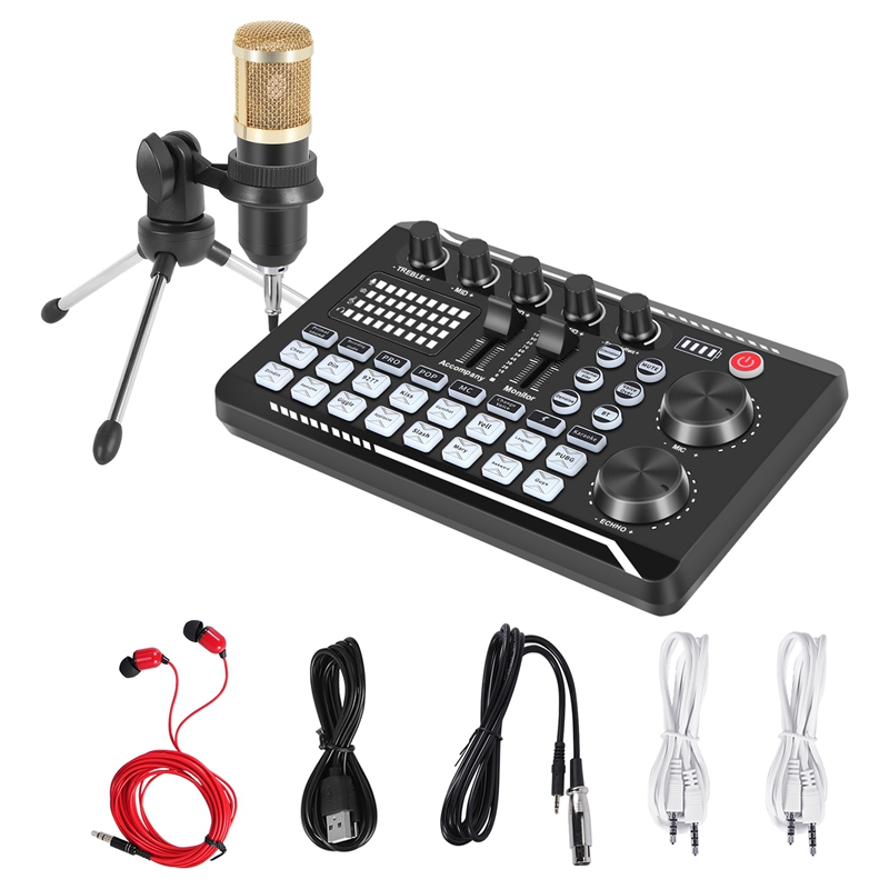 F998 Sound Card Kit,BM-800 Mic - Pc Gaming Live Streaming ulasan dan harga